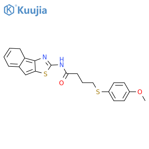 N-{8H-indeno1,2-d1,3thiazol-2-yl}-4-(4-methoxyphenyl)sulfanylbutanamide structure
