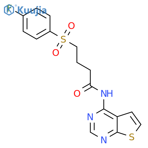 4-(4-fluorobenzenesulfonyl)-N-{thieno2,3-dpyrimidin-4-yl}butanamide structure