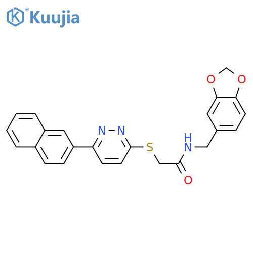 N-(2H-1,3-benzodioxol-5-yl)methyl-2-{6-(naphthalen-2-yl)pyridazin-3-ylsulfanyl}acetamide structure