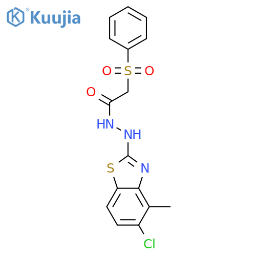 2-(benzenesulfonyl)-N'-(5-chloro-4-methyl-1,3-benzothiazol-2-yl)acetohydrazide structure