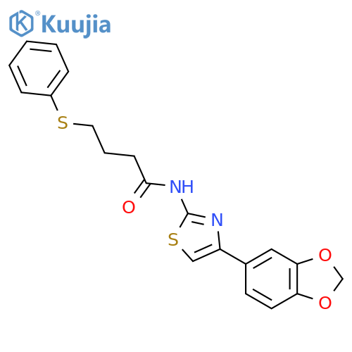 N-4-(2H-1,3-benzodioxol-5-yl)-1,3-thiazol-2-yl-4-(phenylsulfanyl)butanamide structure