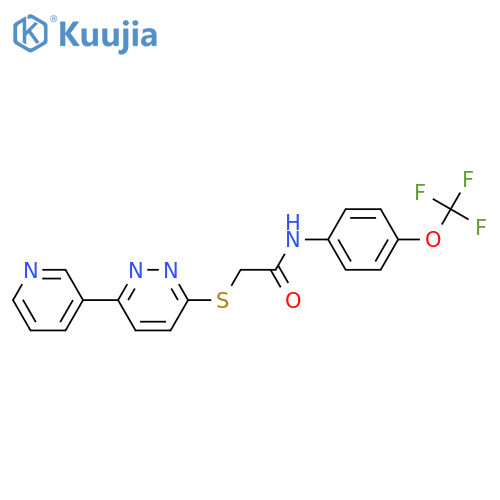 2-{6-(pyridin-3-yl)pyridazin-3-ylsulfanyl}-N-4-(trifluoromethoxy)phenylacetamide structure