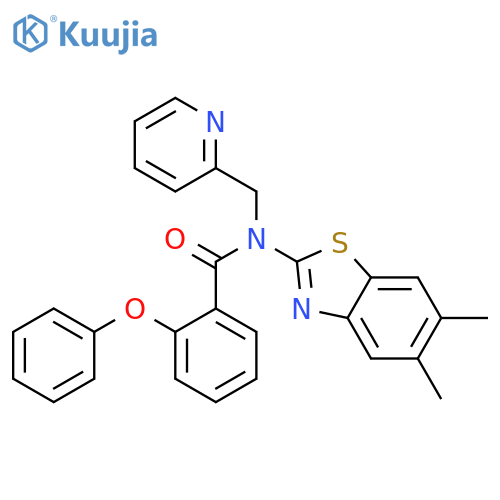 N-(5,6-dimethyl-1,3-benzothiazol-2-yl)-2-phenoxy-N-(pyridin-2-yl)methylbenzamide structure