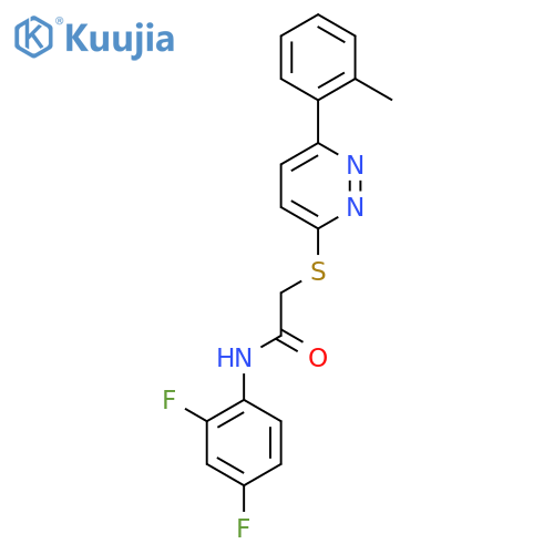 N-(2,4-difluorophenyl)-2-{6-(2-methylphenyl)pyridazin-3-ylsulfanyl}acetamide structure