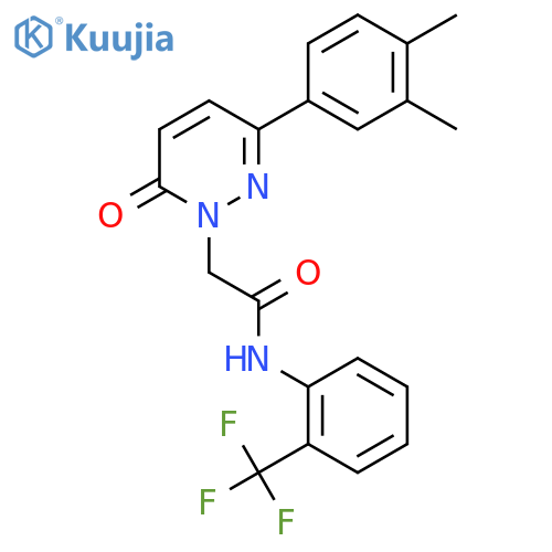 2-3-(3,4-dimethylphenyl)-6-oxo-1,6-dihydropyridazin-1-yl-N-2-(trifluoromethyl)phenylacetamide structure