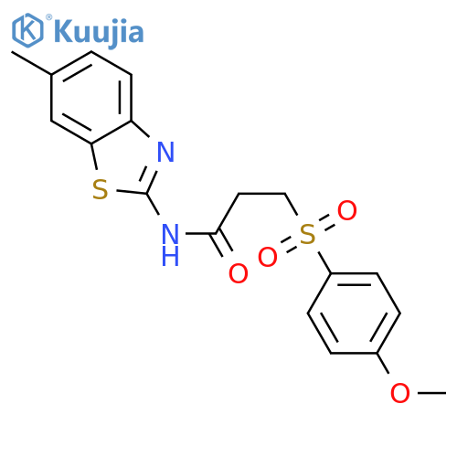 3-(4-methoxybenzenesulfonyl)-N-(6-methyl-1,3-benzothiazol-2-yl)propanamide structure