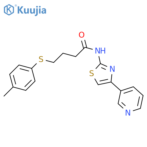4-(4-methylphenyl)sulfanyl-N-4-(pyridin-3-yl)-1,3-thiazol-2-ylbutanamide structure