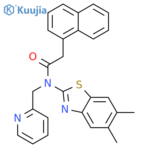 N-(5,6-dimethyl-1,3-benzothiazol-2-yl)-2-(naphthalen-1-yl)-N-(pyridin-2-yl)methylacetamide structure