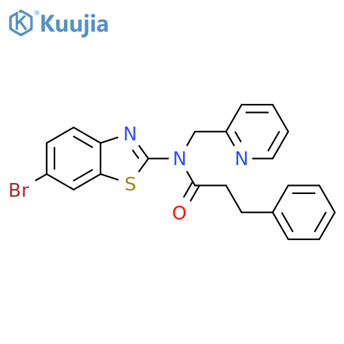 N-(6-bromo-1,3-benzothiazol-2-yl)-3-phenyl-N-(pyridin-2-yl)methylpropanamide structure