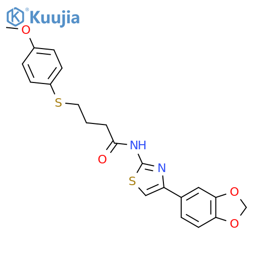 N-4-(2H-1,3-benzodioxol-5-yl)-1,3-thiazol-2-yl-4-(4-methoxyphenyl)sulfanylbutanamide structure