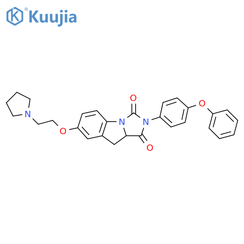1H-Imidazo[1,5-a]indole-1,3(2H)-dione, 9,9a-dihydro-2-(4-phenoxyphenyl)-7-[2-(1-pyrrolidinyl)ethoxy]- structure