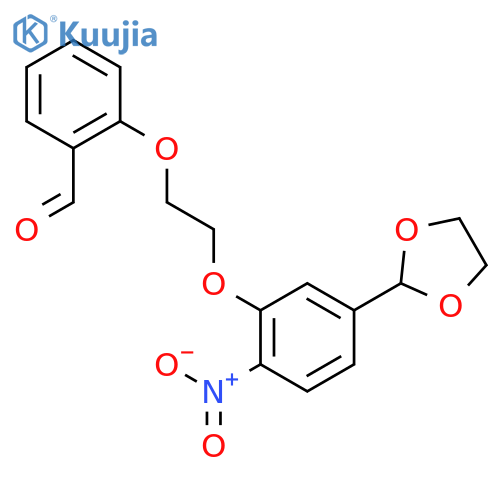 Benzaldehyde, 2-[2-[5-(1,3-dioxolan-2-yl)-2-nitrophenoxy]ethoxy]- structure