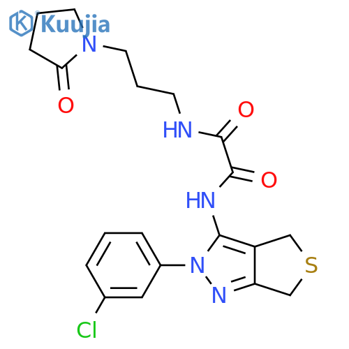 N-2-(3-chlorophenyl)-2H,4H,6H-thieno3,4-cpyrazol-3-yl-N'-3-(2-oxopyrrolidin-1-yl)propylethanediamide structure