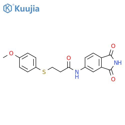 N-(1,3-dioxo-2,3-dihydro-1H-isoindol-5-yl)-3-(4-methoxyphenyl)sulfanylpropanamide structure