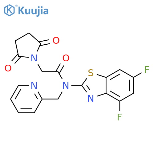 N-(4,6-difluoro-1,3-benzothiazol-2-yl)-2-(2,5-dioxopyrrolidin-1-yl)-N-(pyridin-2-yl)methylacetamide structure