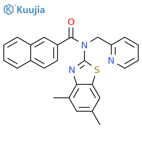 N-(4,6-dimethyl-1,3-benzothiazol-2-yl)-N-(pyridin-2-yl)methylnaphthalene-2-carboxamide structure