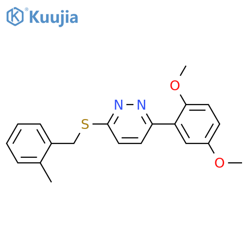 3-(2,5-dimethoxyphenyl)-6-{(2-methylphenyl)methylsulfanyl}pyridazine structure