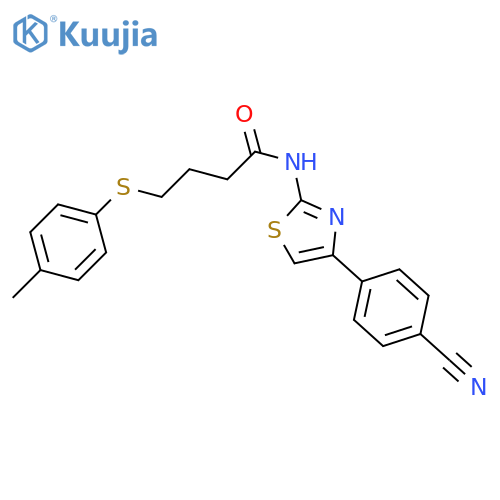 N-4-(4-cyanophenyl)-1,3-thiazol-2-yl-4-(4-methylphenyl)sulfanylbutanamide structure