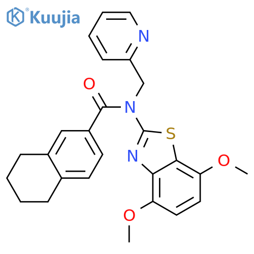 N-(4,7-dimethoxy-1,3-benzothiazol-2-yl)-N-(pyridin-2-yl)methyl-5,6,7,8-tetrahydronaphthalene-2-carboxamide structure