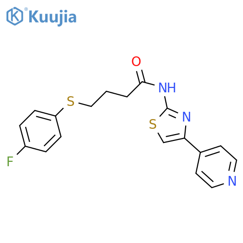 4-(4-fluorophenyl)sulfanyl-N-4-(pyridin-4-yl)-1,3-thiazol-2-ylbutanamide structure