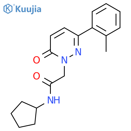N-cyclopentyl-2-3-(2-methylphenyl)-6-oxo-1,6-dihydropyridazin-1-ylacetamide structure