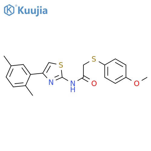 N-4-(2,5-dimethylphenyl)-1,3-thiazol-2-yl-2-(4-methoxyphenyl)sulfanylacetamide structure