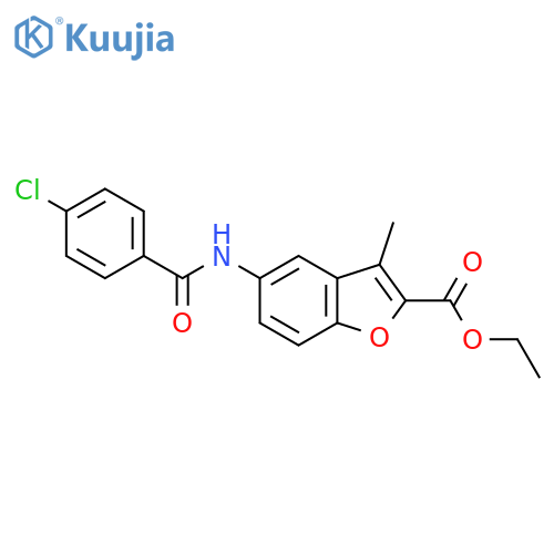ethyl 5-(4-chlorobenzamido)-3-methyl-1-benzofuran-2-carboxylate structure
