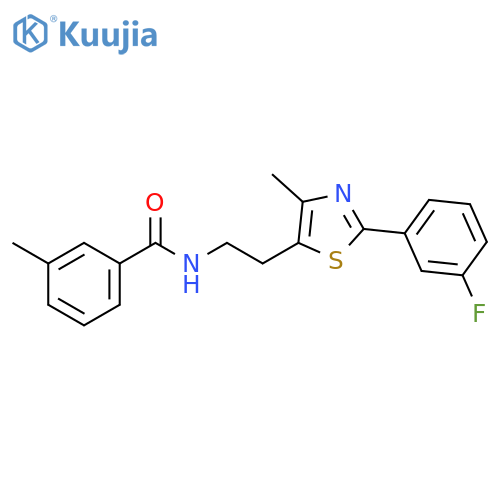N-{2-2-(3-fluorophenyl)-4-methyl-1,3-thiazol-5-ylethyl}-3-methylbenzamide structure