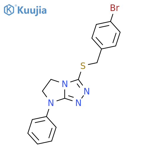 3-{(4-bromophenyl)methylsulfanyl}-7-phenyl-5H,6H,7H-imidazo2,1-c1,2,4triazole structure