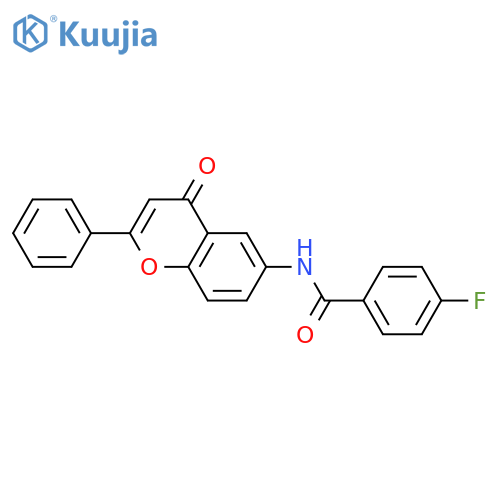 4-fluoro-N-(4-oxo-2-phenyl-4H-chromen-6-yl)benzamide structure
