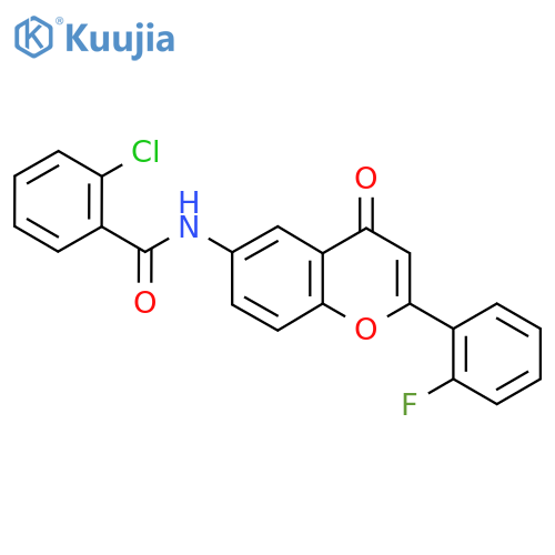 2-chloro-N-2-(2-fluorophenyl)-4-oxo-4H-chromen-6-ylbenzamide structure