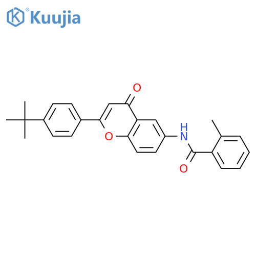 N-2-(4-tert-butylphenyl)-4-oxo-4H-chromen-6-yl-2-methylbenzamide structure