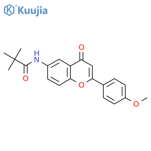 N-2-(4-methoxyphenyl)-4-oxo-4H-chromen-6-yl-2,2-dimethylpropanamide structure