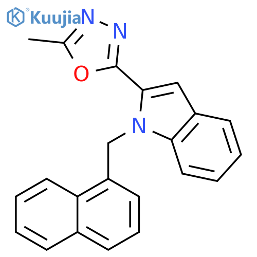 2-(5-methyl-1,3,4-oxadiazol-2-yl)-1-(naphthalen-1-yl)methyl-1H-indole structure