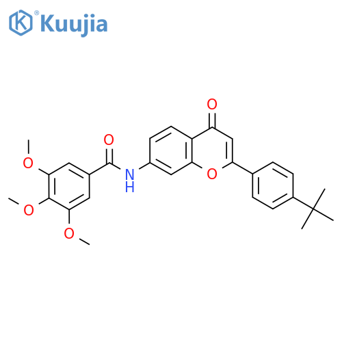 N-2-(4-tert-butylphenyl)-4-oxo-4H-chromen-7-yl-3,4,5-trimethoxybenzamide structure