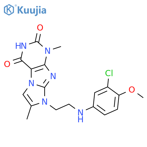 8-{2-(3-chloro-4-methoxyphenyl)aminoethyl}-1,7-dimethyl-1H,2H,3H,4H,8H-imidazo1,2-gpurine-2,4-dione structure