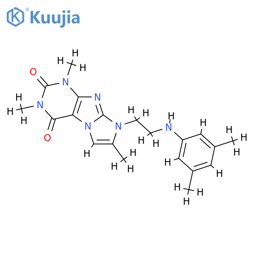 8-{2-(3,5-dimethylphenyl)aminoethyl}-1,3,7-trimethyl-1H,2H,3H,4H,8H-imidazo1,2-gpurine-2,4-dione structure