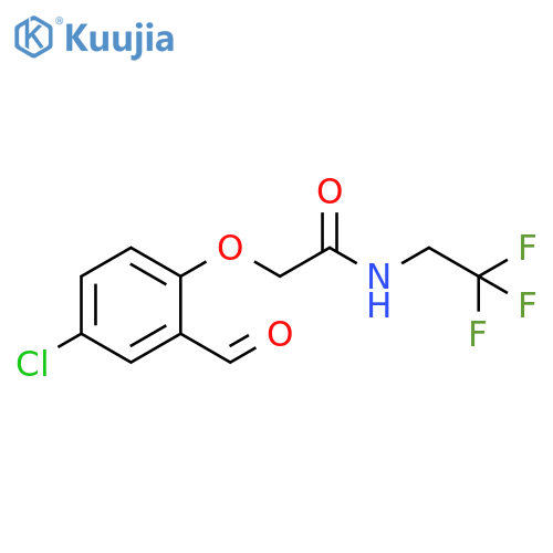 2-(4-chloro-2-formylphenoxy)-N-(2,2,2-trifluoroethyl)acetamide structure