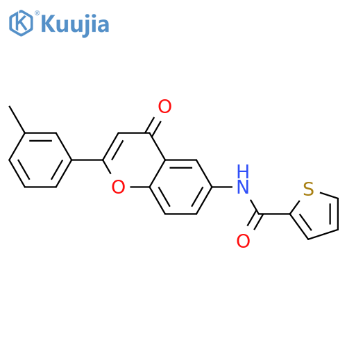 N-2-(3-methylphenyl)-4-oxo-4H-chromen-6-ylthiophene-2-carboxamide structure