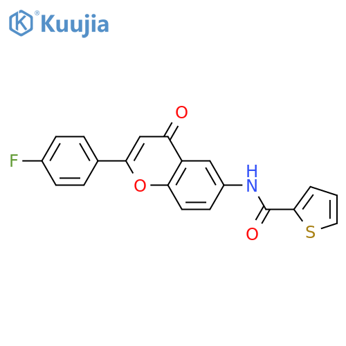 N-2-(4-fluorophenyl)-4-oxo-4H-chromen-6-ylthiophene-2-carboxamide structure