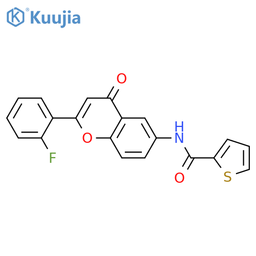 N-2-(2-fluorophenyl)-4-oxo-4H-chromen-6-ylthiophene-2-carboxamide structure
