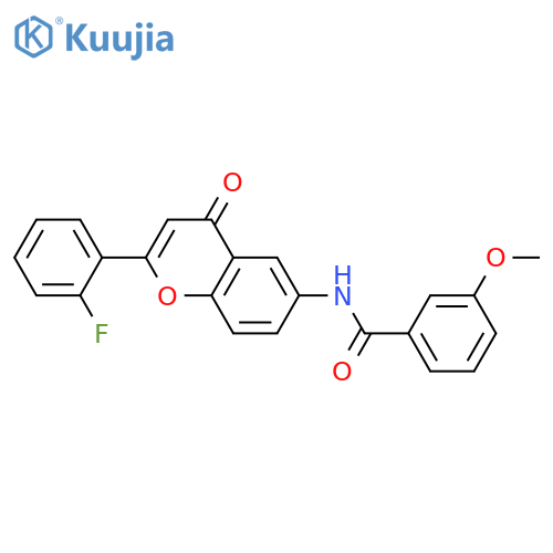 N-2-(2-fluorophenyl)-4-oxo-4H-chromen-6-yl-3-methoxybenzamide structure