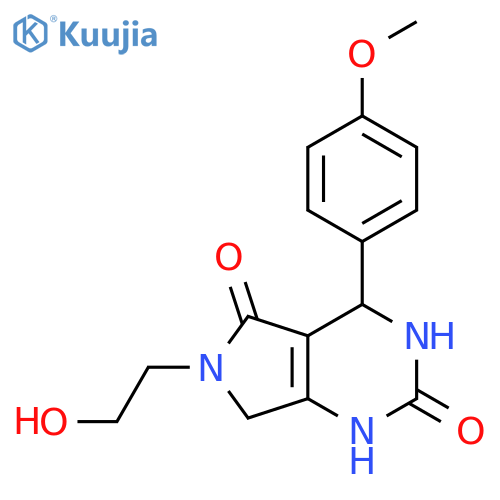6-(2-hydroxyethyl)-4-(4-methoxyphenyl)-1H,2H,3H,4H,5H,6H,7H-pyrrolo3,4-dpyrimidine-2,5-dione structure