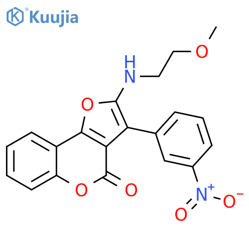 2-(2-methoxyethyl)amino-3-(3-nitrophenyl)-4H-furo3,2-cchromen-4-one structure