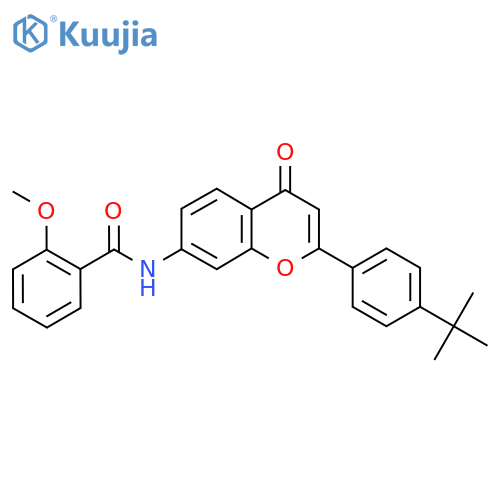 N-2-(4-tert-butylphenyl)-4-oxo-4H-chromen-7-yl-2-methoxybenzamide structure