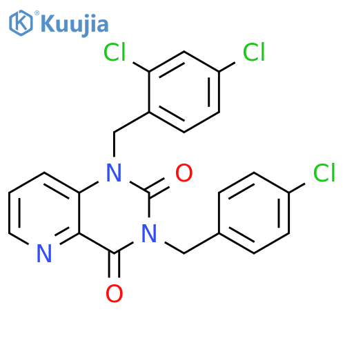 3-(4-chlorophenyl)methyl-1-(2,4-dichlorophenyl)methyl-1H,2H,3H,4H-pyrido3,2-dpyrimidine-2,4-dione structure