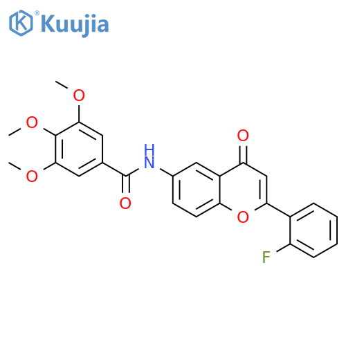 N-2-(2-fluorophenyl)-4-oxo-4H-chromen-6-yl-3,4,5-trimethoxybenzamide structure