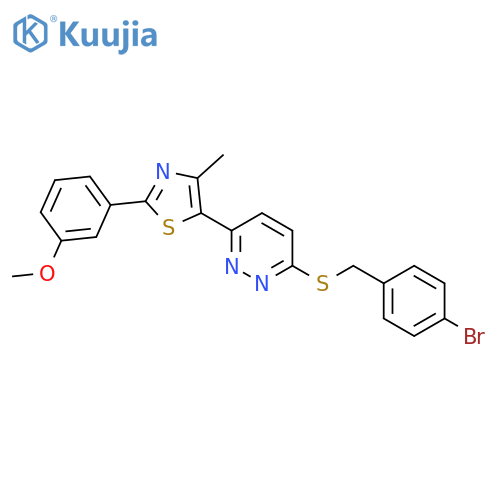 3-{(4-bromophenyl)methylsulfanyl}-6-2-(3-methoxyphenyl)-4-methyl-1,3-thiazol-5-ylpyridazine structure