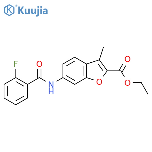 ethyl 6-(2-fluorobenzamido)-3-methyl-1-benzofuran-2-carboxylate structure