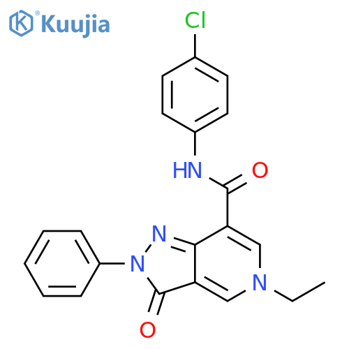 N-(4-chlorophenyl)-5-ethyl-3-oxo-2-phenyl-2H,3H,5H-pyrazolo4,3-cpyridine-7-carboxamide structure